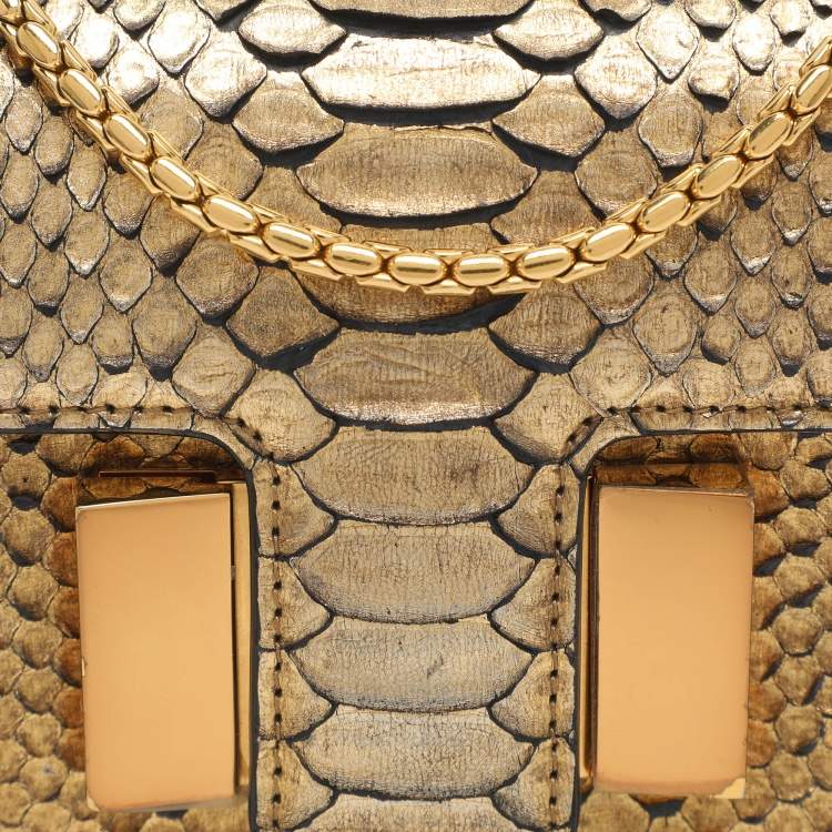 مملوكة مسبقًا Tom Ford Sienna Metallic Python Leather Shoulder Bag