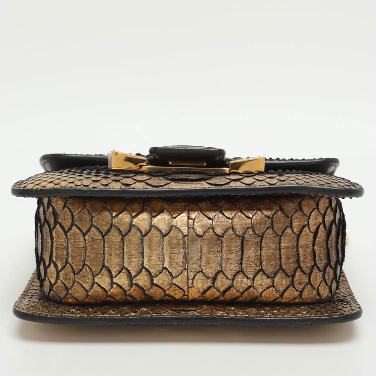 مملوكة مسبقًا Tom Ford Sienna Metallic Python Leather Shoulder Bag
