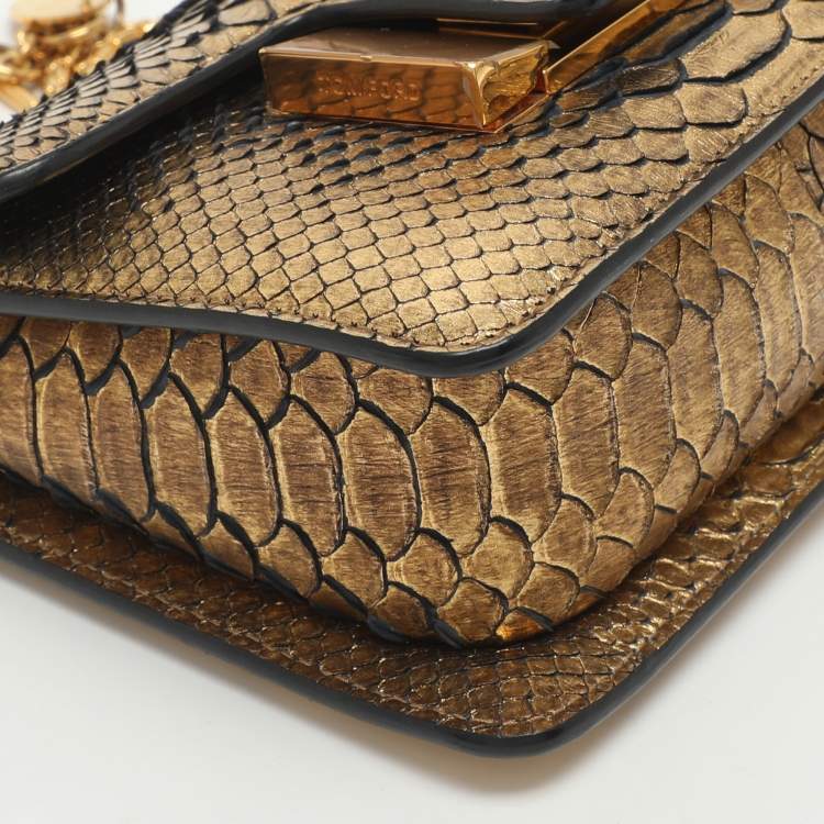 مملوكة مسبقًا Tom Ford Sienna Metallic Python Leather Shoulder Bag