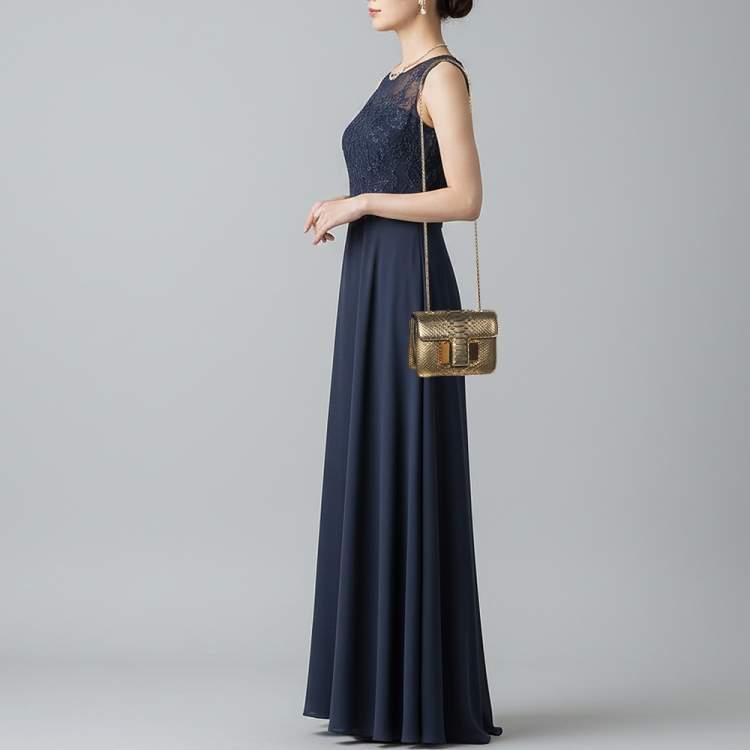 مملوكة مسبقًا Tom Ford Sienna Metallic Python Leather Shoulder Bag