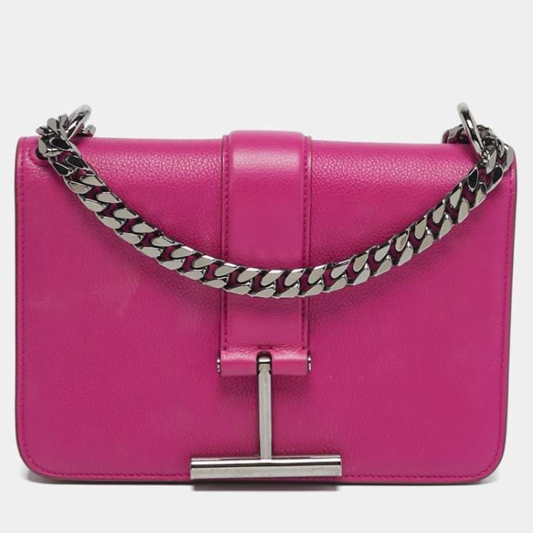 Pre Owned Tom Ford Tara Chain Pink Leather Shoulder Bag