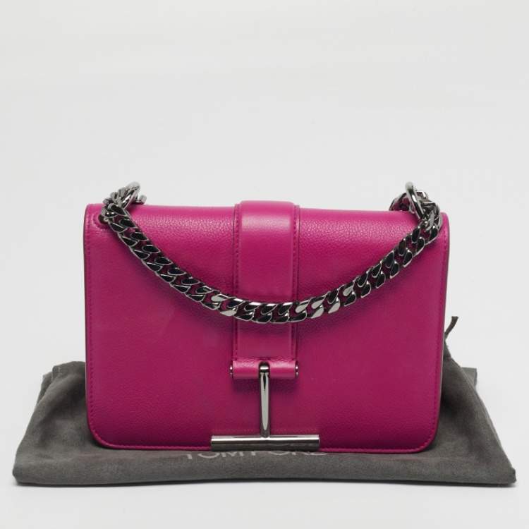 Pre Owned Tom Ford Tara Chain Pink Leather Shoulder Bag