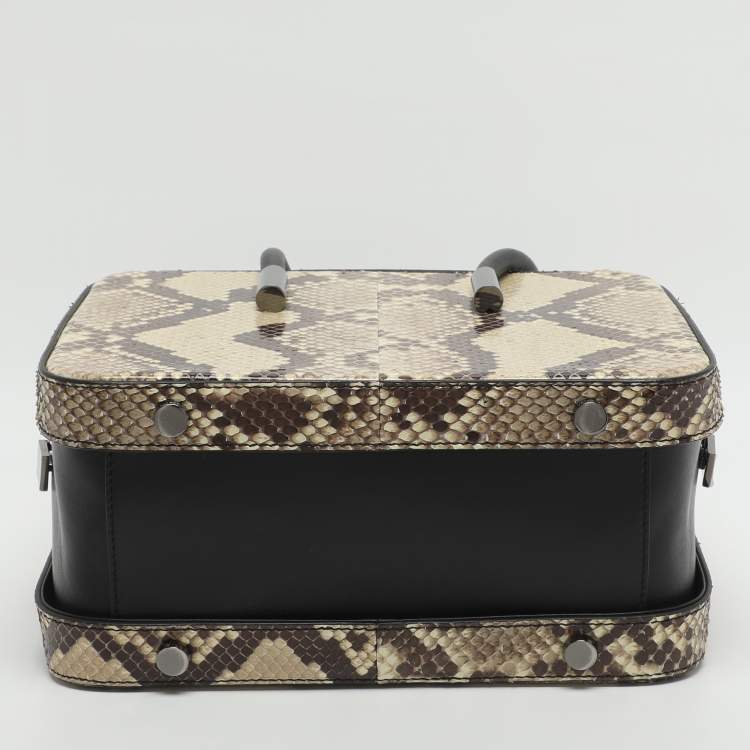 Pre Owned Tom Ford Black/Beige Leather and Python Leather Satchel