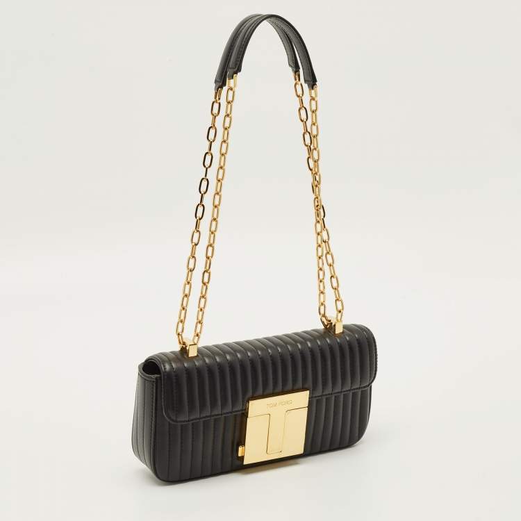 Pre Owned Tom Ford T-Clasp Black Quilted Leather Shoulder Bag