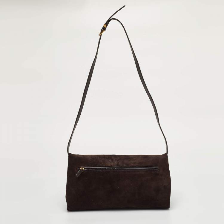 مملوكة مسبقًا Tom Ford Natalia Dark Brown Nubuck Leather Convertible Clutch