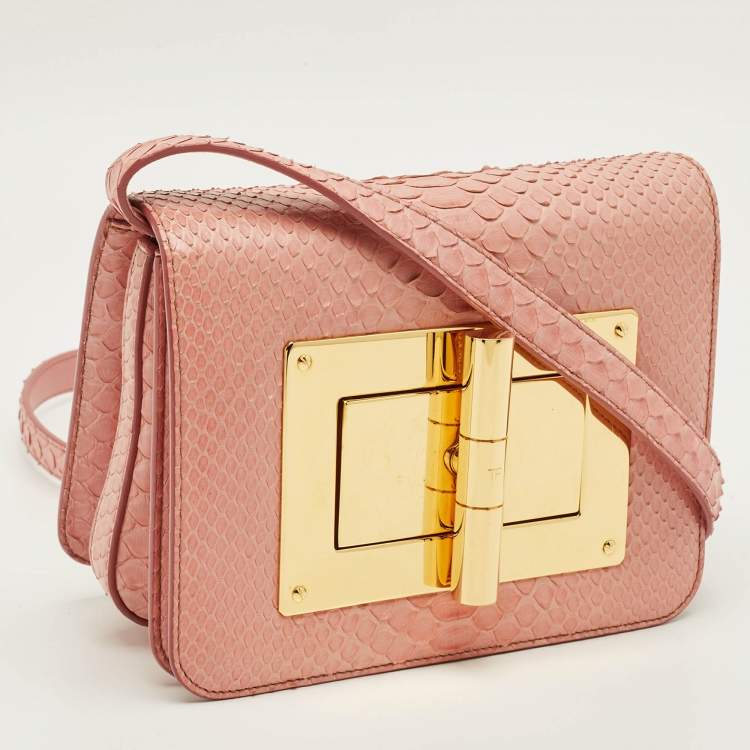 Pre Owned Tom Ford Natalia Small Wild Rose Python Crossbody Bag