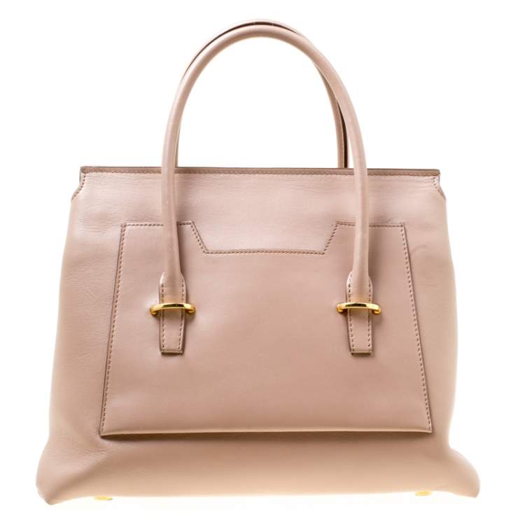 Pre Owned Tom Ford Beige Leather Icon Top Handle Bag