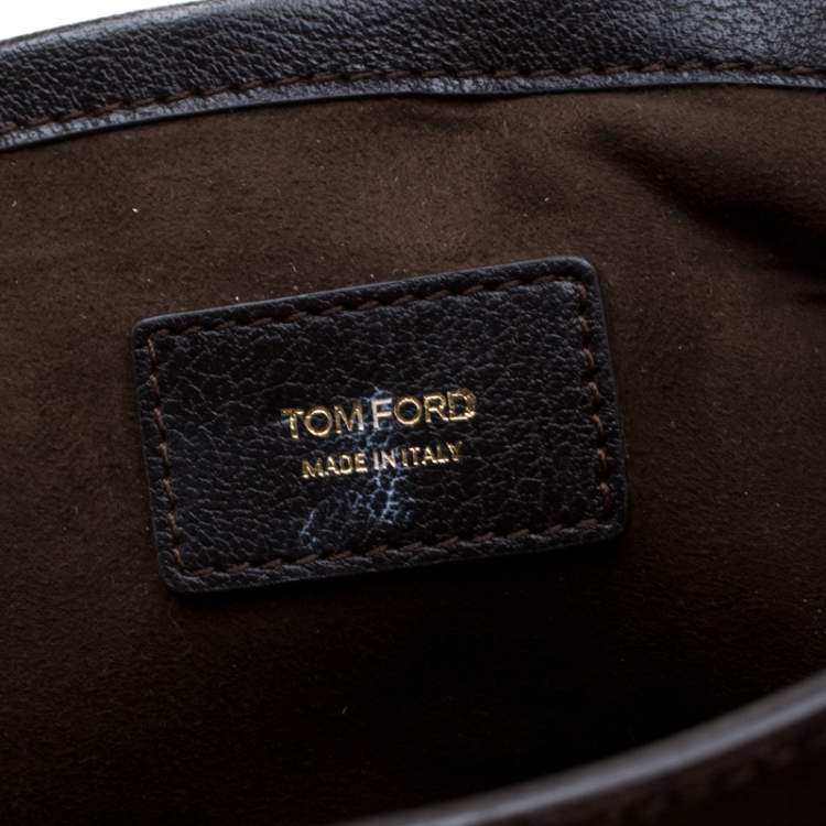 Pre Owned Tom Ford Dark Brown Nubuck leather Natalia Convertible Clutch