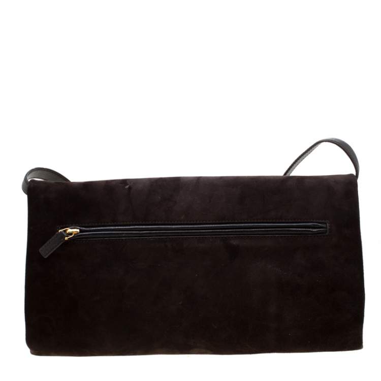 Pre Owned Tom Ford Dark Brown Nubuck leather Natalia Convertible Clutch