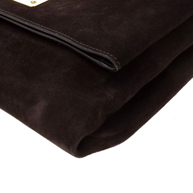 Pre Owned Tom Ford Dark Brown Nubuck leather Natalia Convertible Clutch