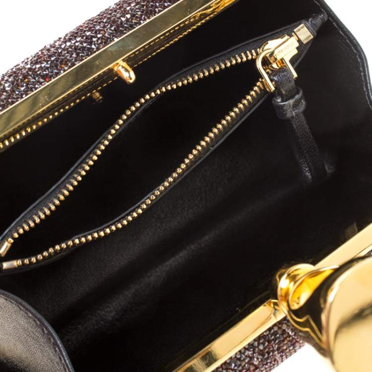 Pre Owned Tom Ford Brown Gems Embellished Ring Clutch
