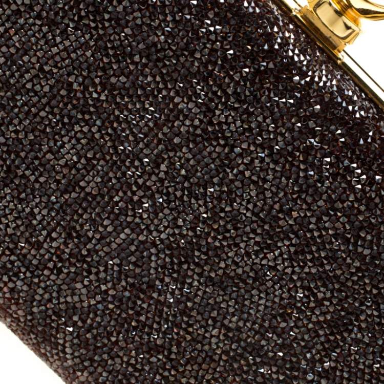 Pre Owned Tom Ford Brown Gems Embellished Ring Clutch