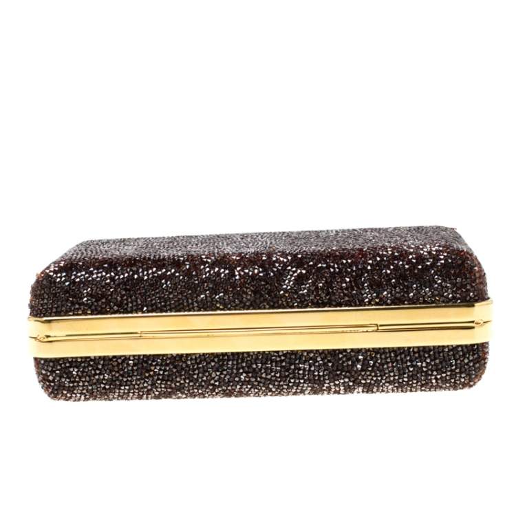 Pre Owned Tom Ford Brown Gems Embellished Ring Clutch