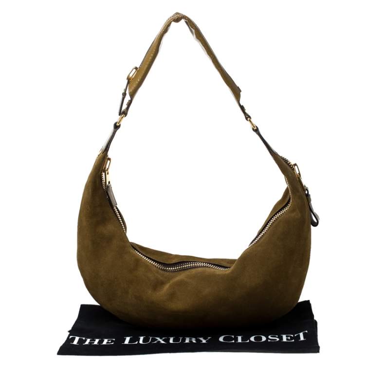 olive green suede handbag