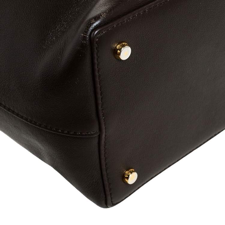 Pre Owned Tom Ford Brown Leather Double Tassel Bucket Bag