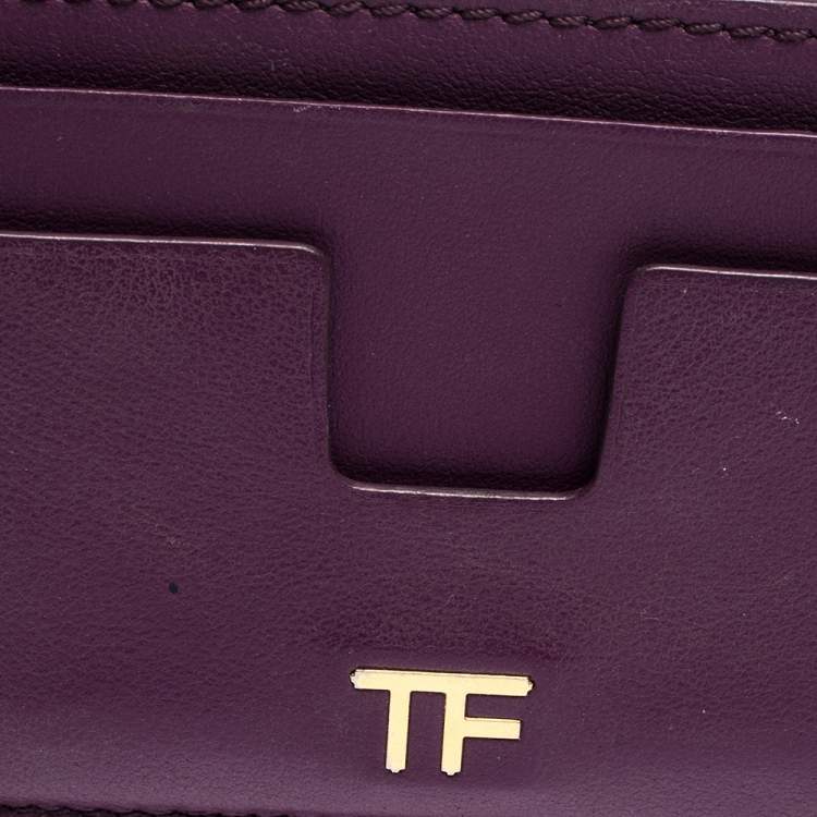 Pre Owned Tom Ford Purple Leather T Bar Card Holder 