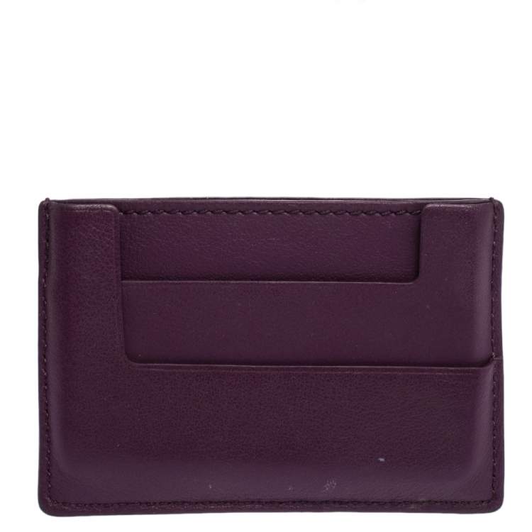 Pre Owned Tom Ford Purple Leather T Bar Card Holder 