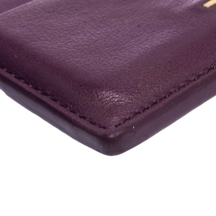 Pre Owned Tom Ford Purple Leather T Bar Card Holder 