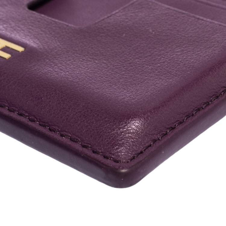 Pre Owned Tom Ford Purple Leather T Bar Card Holder 