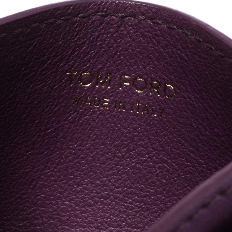 Pre Owned Tom Ford Purple Leather T Bar Card Holder 
