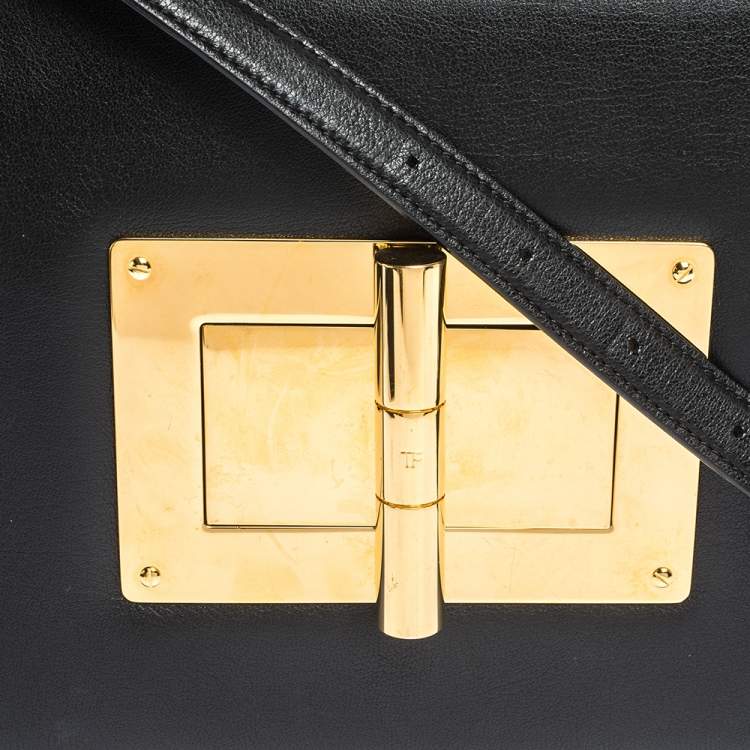Pre Owned Tom Ford Black Leather Large Natalia Shoulder Bag