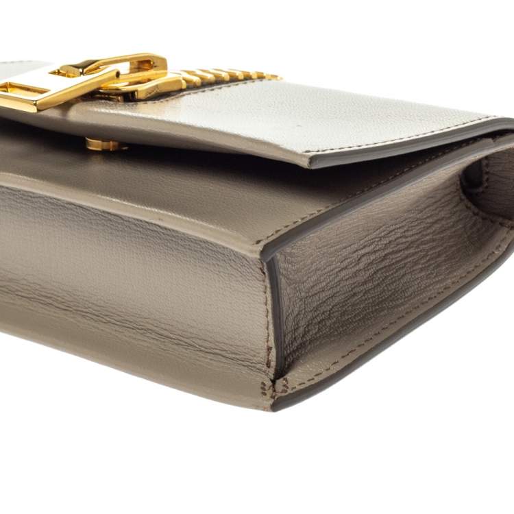 Pre Owned Tom Ford Beige Small Zip Front Leather Clutch
