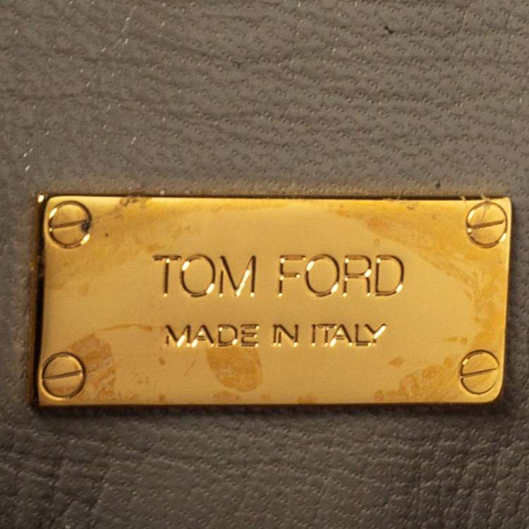 Pre Owned Tom Ford Beige Small Zip Front Leather Clutch