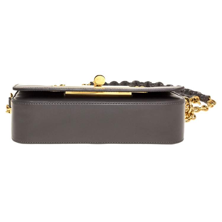 Pre Owned Tom Ford Grey Leather Small Chain Natalia Shoulder Bag