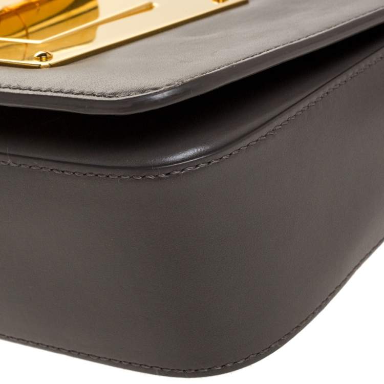 Pre Owned Tom Ford Grey Leather Small Chain Natalia Shoulder Bag