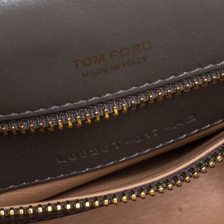 Pre Owned Tom Ford Grey Leather Small Chain Natalia Shoulder Bag