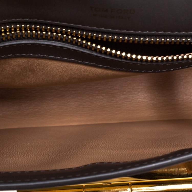 Pre Owned Tom Ford Grey Leather Small Chain Natalia Shoulder Bag