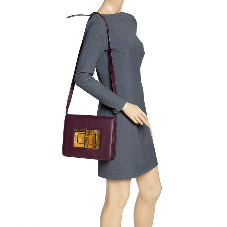 Pre Owned Tom Ford Burgundy Leather Large Natalia Shoulder Bag