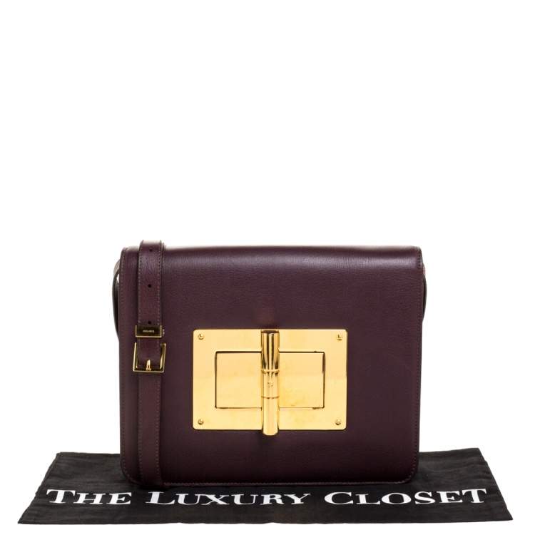 Pre Owned Tom Ford Burgundy Leather Large Natalia Shoulder Bag