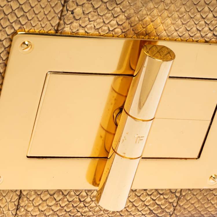 Pre Owned Tom Ford Metallic Gold Python Small Natalia Crossbody Bag
