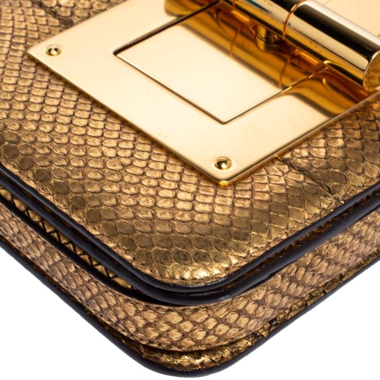 Pre Owned Tom Ford Metallic Gold Python Small Natalia Crossbody Bag