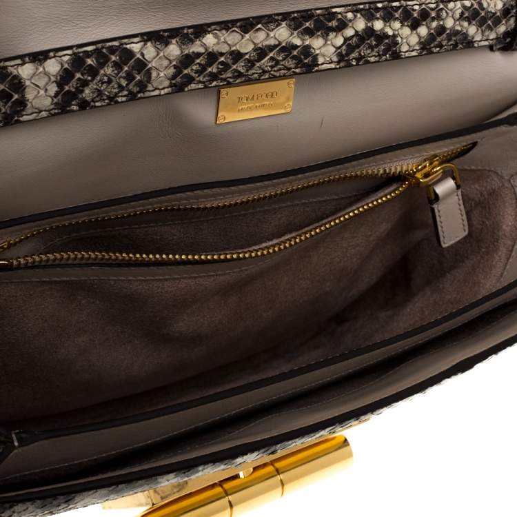 Pre Owned Tom Ford Black/Beige Python Large Natalia Shoulder Bag