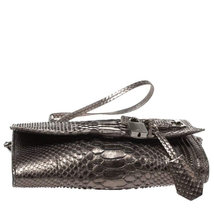 Pre Owned Tom Ford Metallic Python Alix Zip and Padlock Shoulder Bag