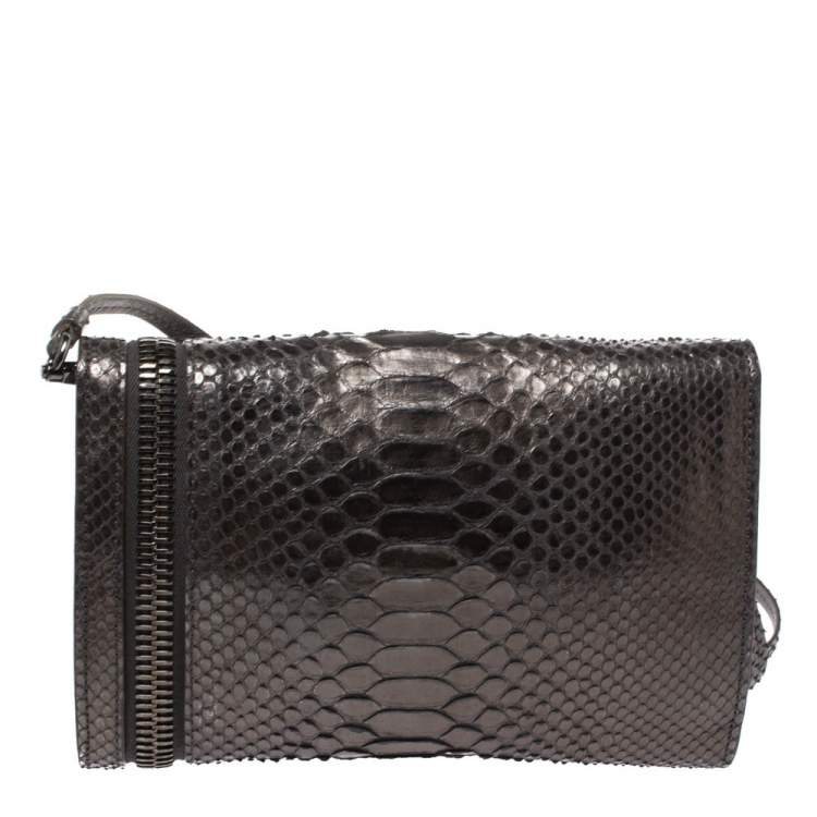 Pre Owned Tom Ford Metallic Python Alix Zip and Padlock Shoulder Bag