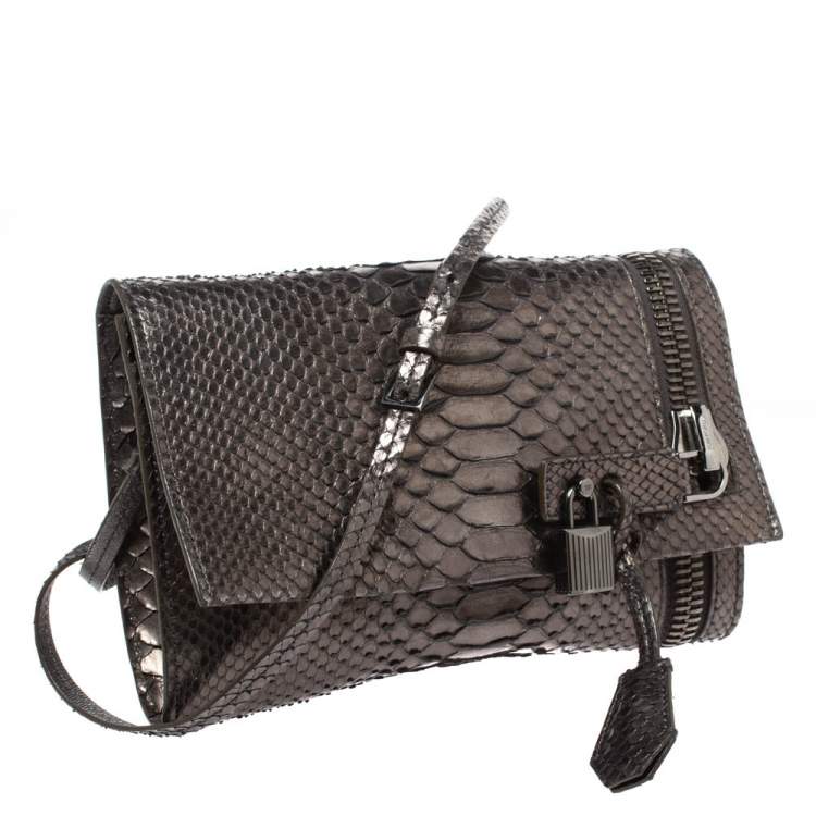 Pre Owned Tom Ford Metallic Python Alix Zip and Padlock Shoulder Bag