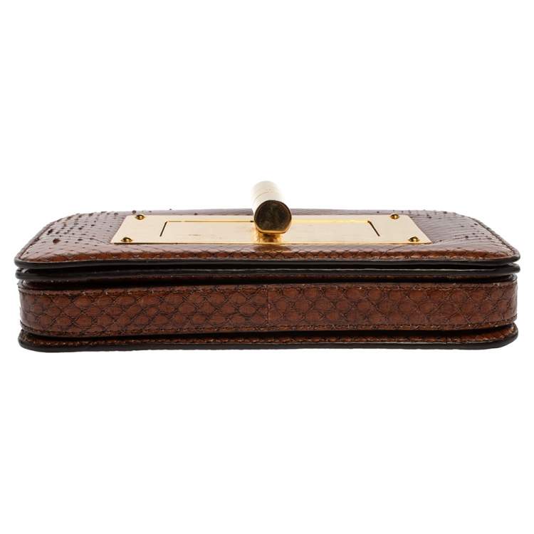 Pre Owned Tom Ford Brown Python Small Natalia Crossbody Bag