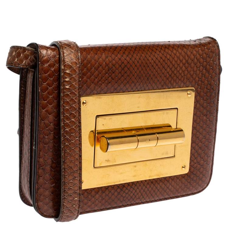 Pre Owned Tom Ford Brown Python Small Natalia Crossbody Bag