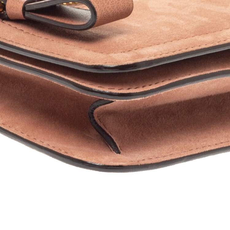Pre Owned Tom Ford Nude Pink Suede Zip Detail Flap Clutch Bag