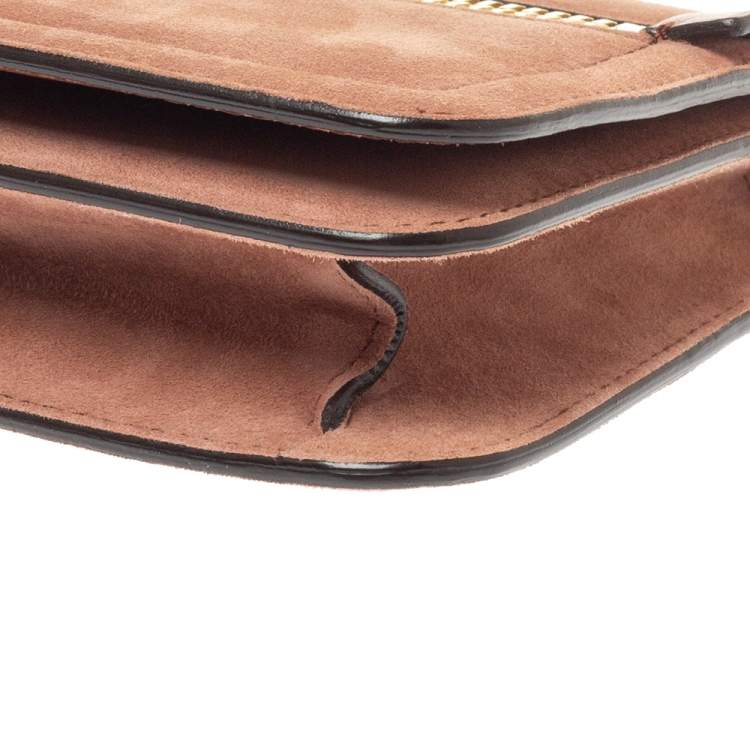 Pre Owned Tom Ford Nude Pink Suede Zip Detail Flap Clutch Bag
