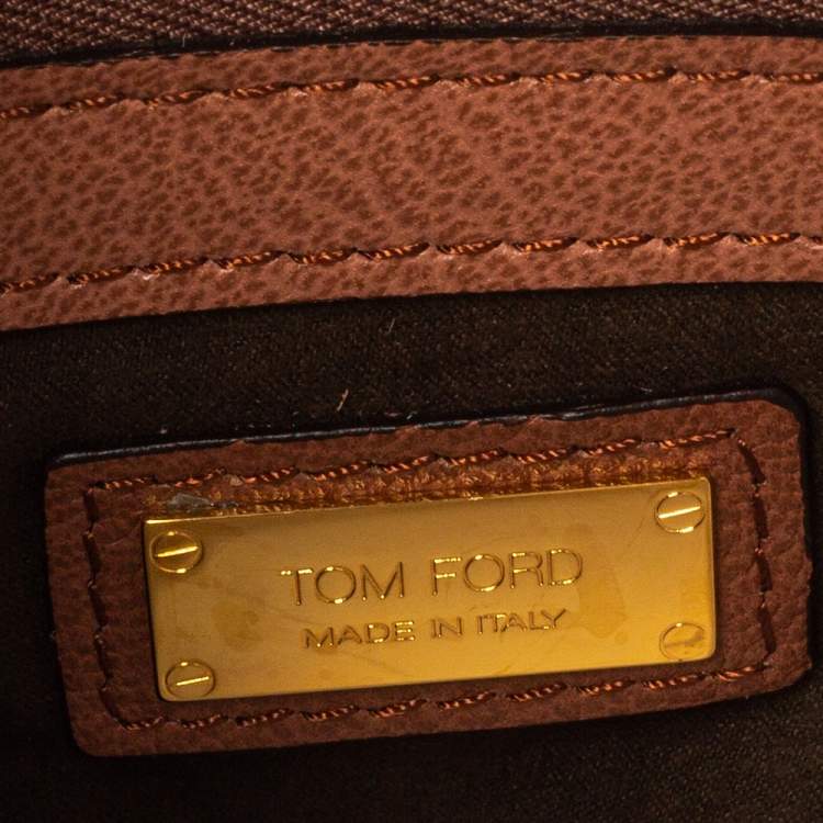 Pre Owned Tom Ford Nude Pink Suede Zip Detail Flap Clutch Bag