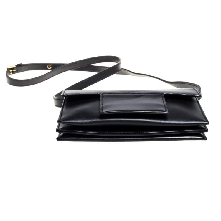 Pre Owned Tom Ford Black Leather Flap Top Handle Bag