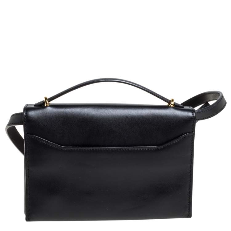 Pre Owned Tom Ford Black Leather Flap Top Handle Bag
