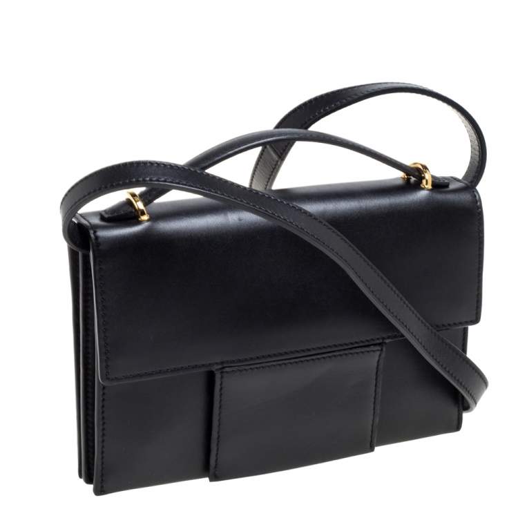 Pre Owned Tom Ford Black Leather Flap Top Handle Bag