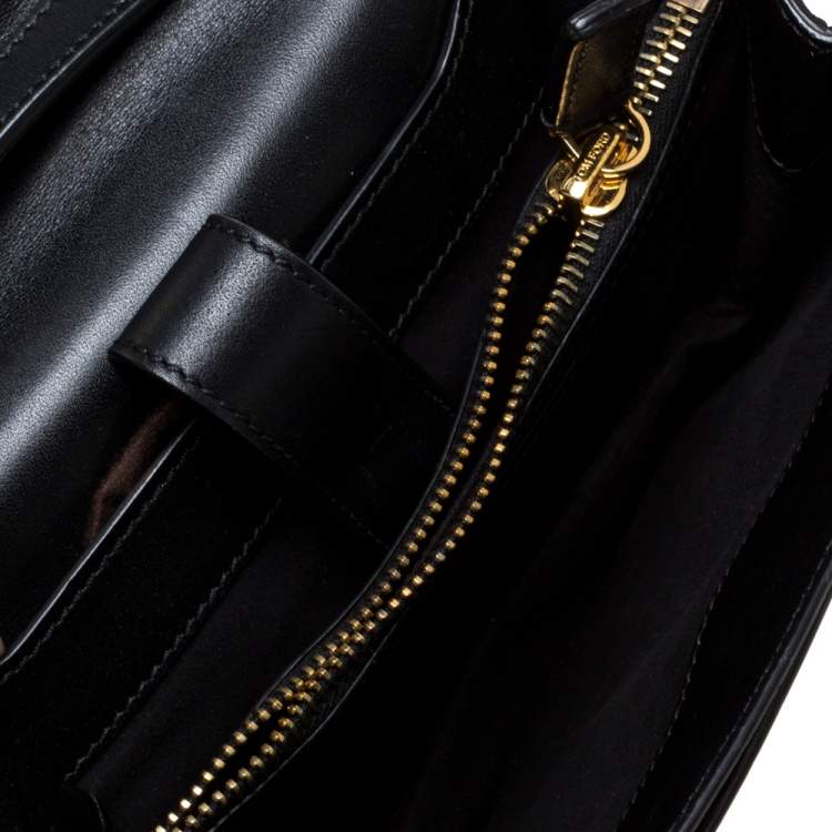 Pre Owned Tom Ford Black Leather Flap Top Handle Bag