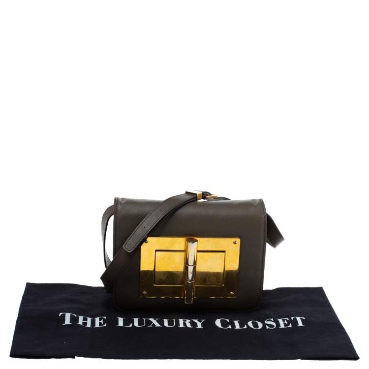 مملوكة مسبقًا Tom Ford Khaki Leather Small Natalia Crossbody Bag