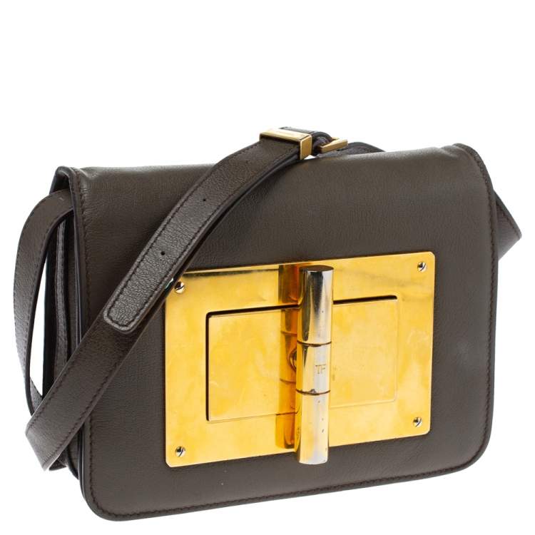 مملوكة مسبقًا Tom Ford Khaki Leather Small Natalia Crossbody Bag